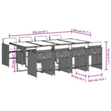 Set da Pranzo da Giardino 9 pz con Cuscini Nero in Polyrattan