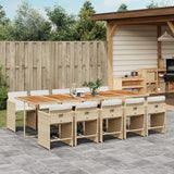 Set da Pranzo da Giardino 11 pz con Cuscini Beige in Polyrattan