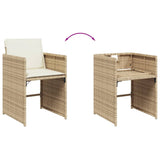 Set da Pranzo da Giardino 11 pz con Cuscini Beige in Polyrattan