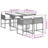 Set da Pranzo da Giardino 5 pz Nero con Cuscini in Polyrattan