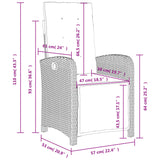 Set da Pranzo da Giardino 3 pz con Cuscini in Polyrattan Grigio