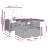 Set da Pranzo da Giardino 2 pz con Cuscini in Polyrattan Grigio