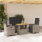 Set da Pranzo da Giardino 4 pz con Cuscini in Polyrattan Grigio