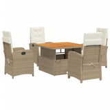 Set da Pranzo da Giardino 5 pz con Cuscini Beige in Polyrattan