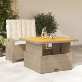 Set da Pranzo da Giardino 2 pz con Cuscini Beige in Polyrattan