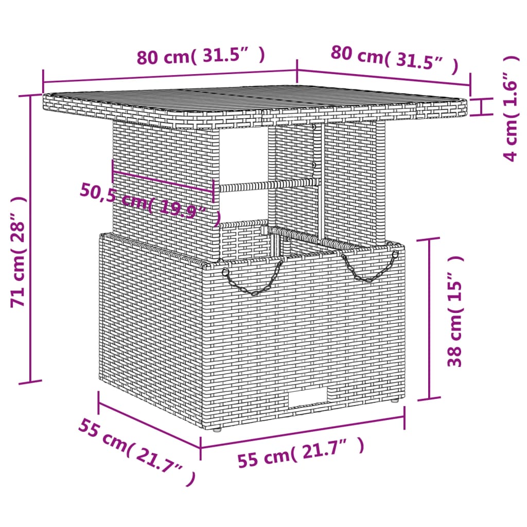 Set da Pranzo da Giardino 5 pz Nero con Cuscini in Polyrattan