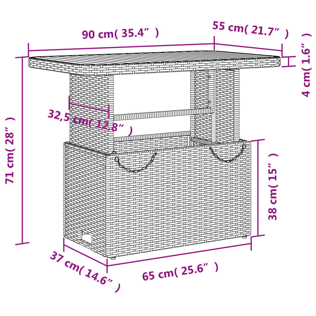 Set da Pranzo da Giardino 2 pz con Cuscini Nero in Polyrattan