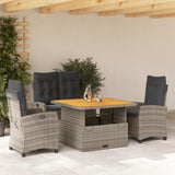 Set da Pranzo da Giardino 4 pz con Cuscini in Polyrattan Grigio