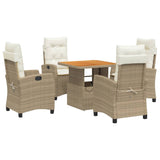 Set da Pranzo da Giardino 5 pz con Cuscini Beige in Polyrattan