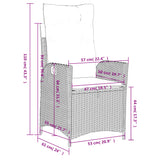 Set da Pranzo da Giardino 5 pz con Cuscini in Polyrattan Grigio