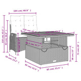 Set da Pranzo da Giardino 2 pz con Cuscini in Polyrattan Grigio