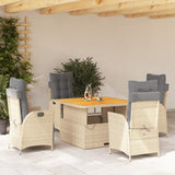 Set da Pranzo da Giardino 5 pz con Cuscini Beige in Polyrattan