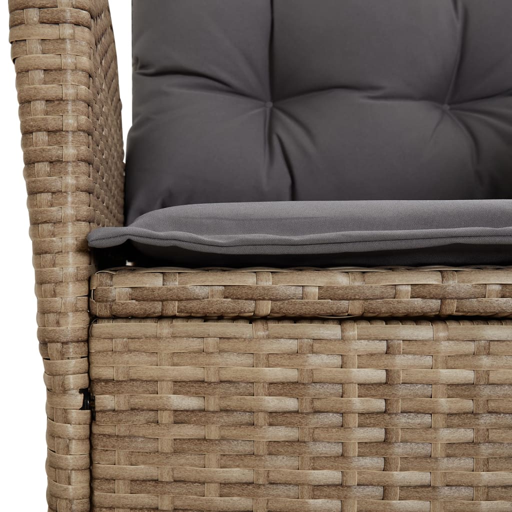 Set da Pranzo da Giardino 4 pz con Cuscini Beige in Polyrattan