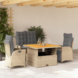 Set da Pranzo da Giardino 4 pz con Cuscini Beige in Polyrattan