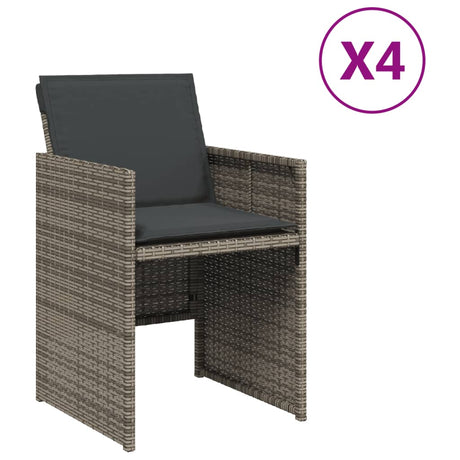 Sedie da Giardino con Cuscini 4pz Grigio in Polyrattan