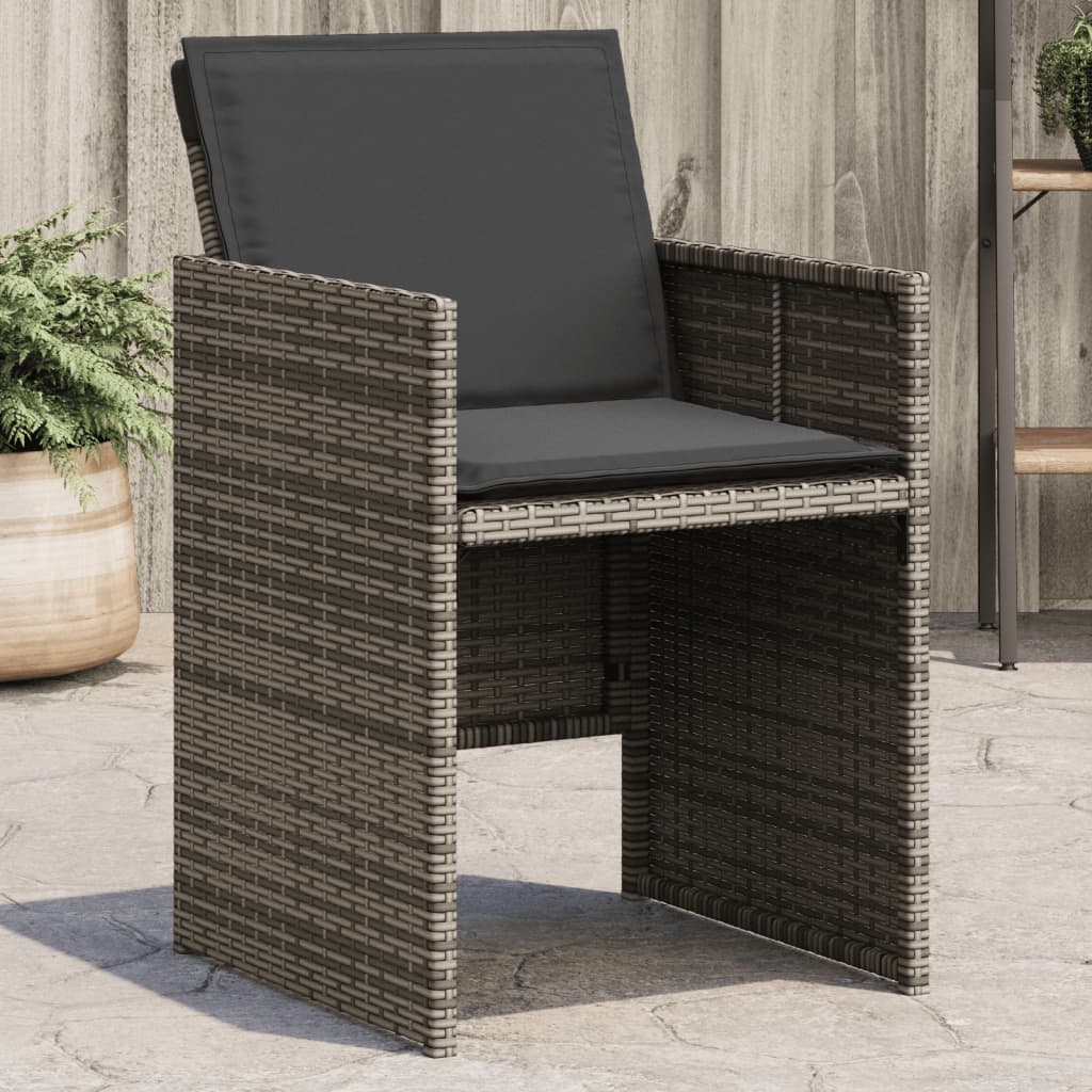 Sedie da Giardino con Cuscini 4pz Grigio in Polyrattan