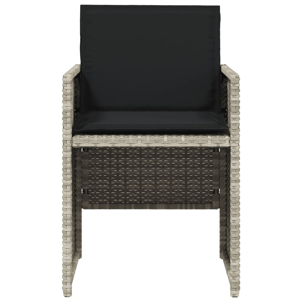 Sedie da Giardino con Cuscini 4 pz Grigio Chiaro in Polyrattan