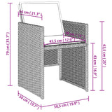 Sedie da Giardino con Cuscini 4 pz Grigio Chiaro in Polyrattan