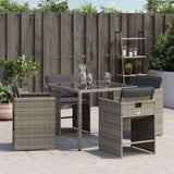 Sedie da Giardino con Cuscini 4pz Grigio in Polyrattan