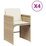 Sedie da Giardino con Cuscini 4 pz Beige in Polyrattan