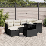 Set Divani da Giardino con Cuscini 7pz Nero Polyrattan