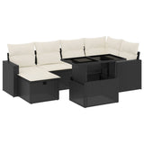 Set Divani da Giardino con Cuscini 7pz Nero Polyrattan