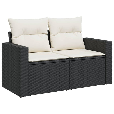 Set Divani da Giardino con Cuscini 7pz Nero Polyrattan