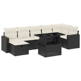 Set Divani da Giardino con Cuscini 8 pz Nero in Polyrattan