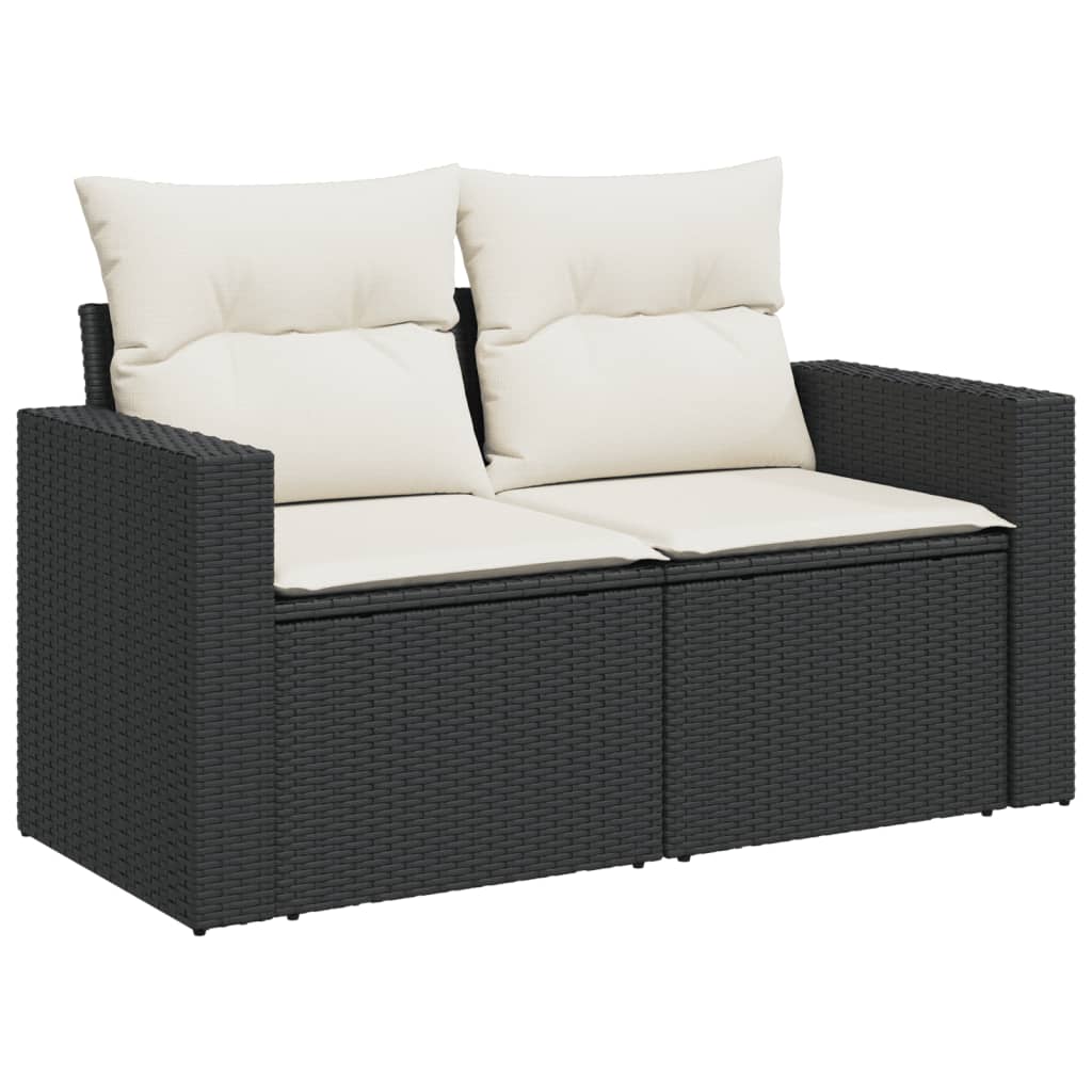 Set Divani da Giardino con Cuscini 8 pz Nero in Polyrattan