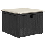 Set Divani da Giardino 9 pz con Cuscini Nero in Polyrattan