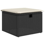 Set Divani da Giardino con Cuscini 7pz Nero Polyrattan