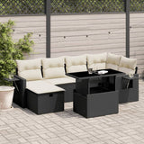 Set Divani da Giardino con Cuscini 7pz Nero Polyrattan