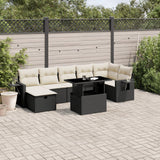 Set Divani da Giardino con Cuscini 8 pz Nero in Polyrattan