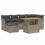 Set Divani da Giardino 7 pz con Cuscini Grigio in Polyrattan