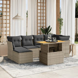 Set Divani da Giardino 7 pz con Cuscini Grigio in Polyrattan