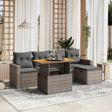 Set Divano da Giardino 6 pz con Cuscini Grigio in Polyrattan