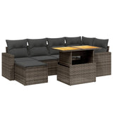 Set Divani da Giardino 7 pz con Cuscini Grigio in Polyrattan