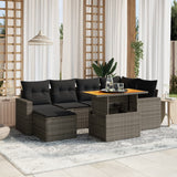 Set Divani da Giardino 7 pz con Cuscini Grigio in Polyrattan