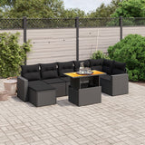 Set Divani da Giardino con Cuscini 8 pz Nero in Polyrattan