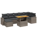 Set Divano da Giardino 8 pz con Cuscini Grigio in Polyrattan