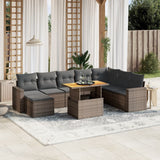 Set Divano da Giardino 9 pz con Cuscini Grigio in Polyrattan