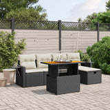 Set Divano da Giardino 6 pz con Cuscini Nero in Polyrattan