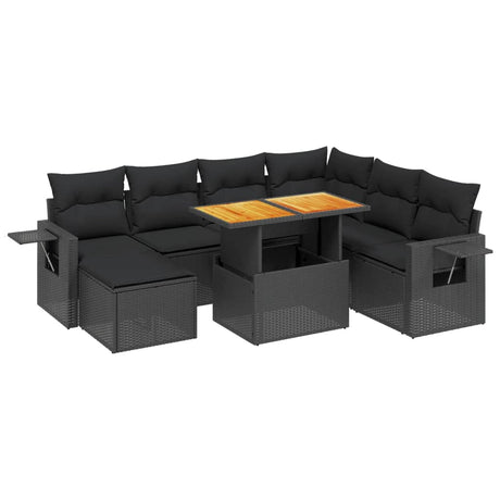 Set Divani da Giardino con Cuscini 8 pz Nero in Polyrattan