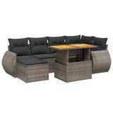 Set Divani da Giardino 7 pz con Cuscini Grigio in Polyrattan