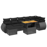 Set Divani da Giardino con Cuscini 8 pz Nero in Polyrattan