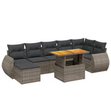 Set Divano da Giardino 8 pz con Cuscini Grigio in Polyrattan