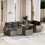 Set Divano da Giardino 8 pz con Cuscini Grigio in Polyrattan