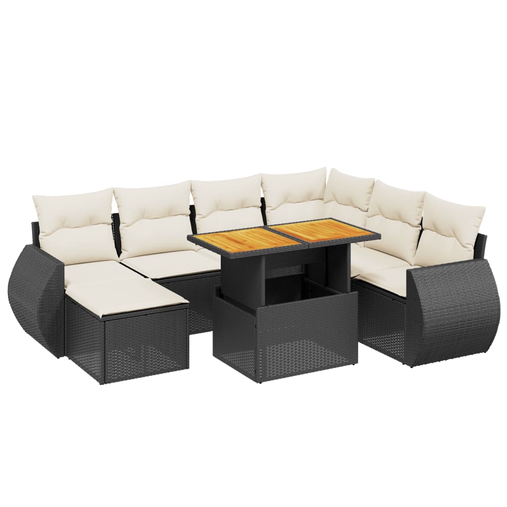 Set Divani da Giardino con Cuscini 8 pz Nero in Polyrattan