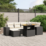 Set Divani da Giardino con Cuscini 7pz Nero Polyrattan