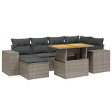 Set Divani da Giardino 7 pz con Cuscini Grigio in Polyrattan